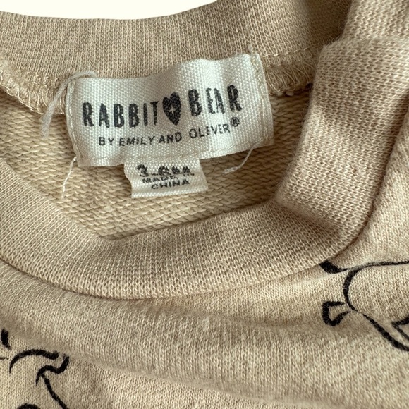 Rabbit + Bear Organic Cotton Dachshund Puppy Sweatshirt & Pants 2PC set 3-6M - Picture 6 of 6